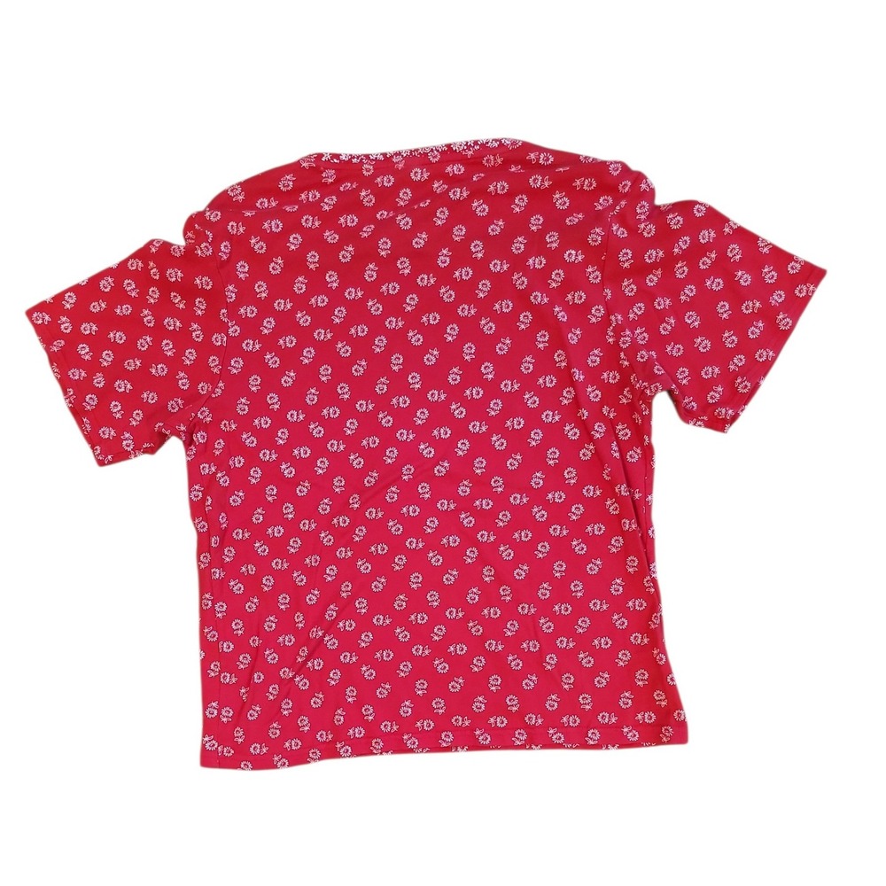 Red Womens lot of 2 Tops Floral Print Star Sequin Short Sleeve T-Shirts Size XL - Picture 3 of 11